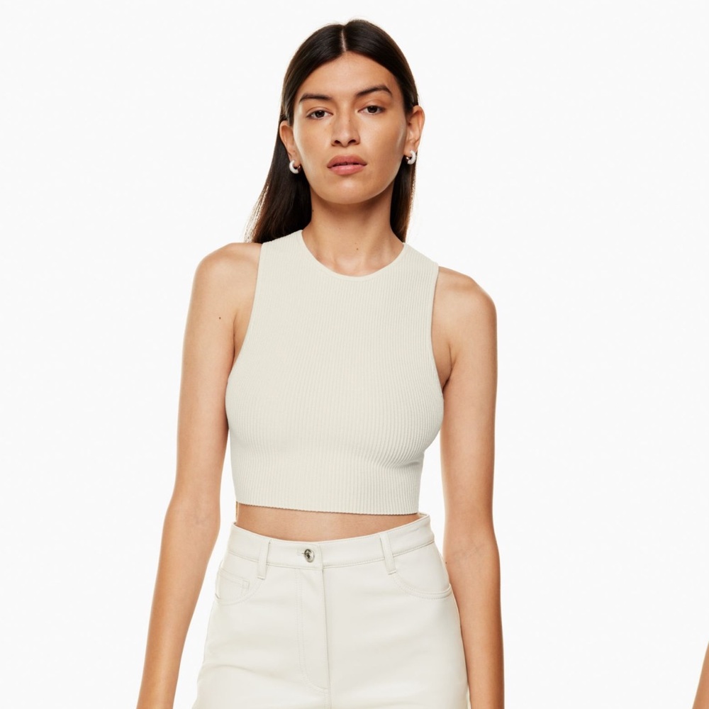 Aritiza Sculpt Knit tank in the color pearl.